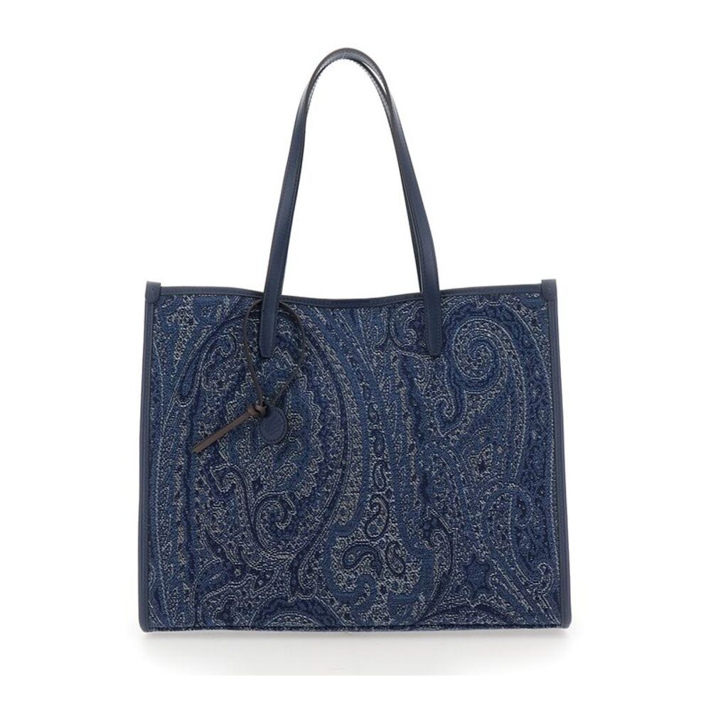 Etro Women 'Lovetrotter' Blue Tote Bag With Jacquard Motif In Denim For Women